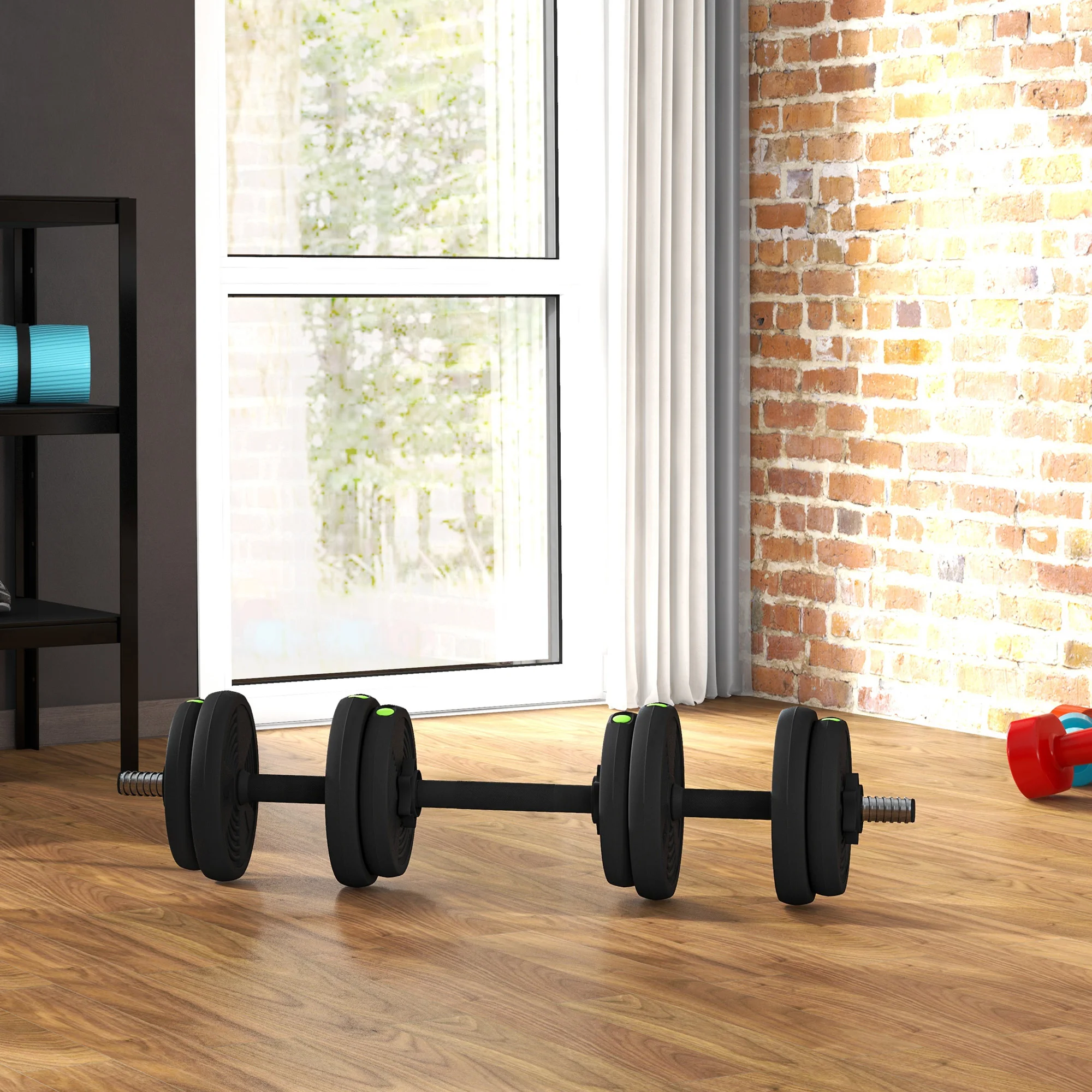 SPORTNOW Juego de Mancuernas Ajustables 2 en 1, Juego de Pesas con Barra de Conexión y Mango Antideslizante, Pesas y Mancuernas para Hombres y Mujeres, Ejercicio de Fitness, Casa Gimnasio - imagen 2