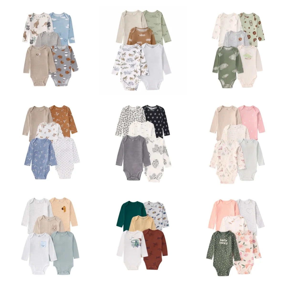 5 unids/lote 100% monos suaves de algodón para bebé de manga larga para recién nacido, niño y niña, monos infantiles, ropa para bebé, regalos para Baby Shower