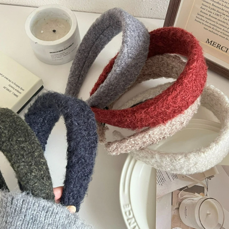 Diadema de piel de oveja rizada y esponjosa para otoño e invierno, pinza ancha para prensar el cabello, lazo para el cabello, diadema de corona alta para mujer - imagen 4