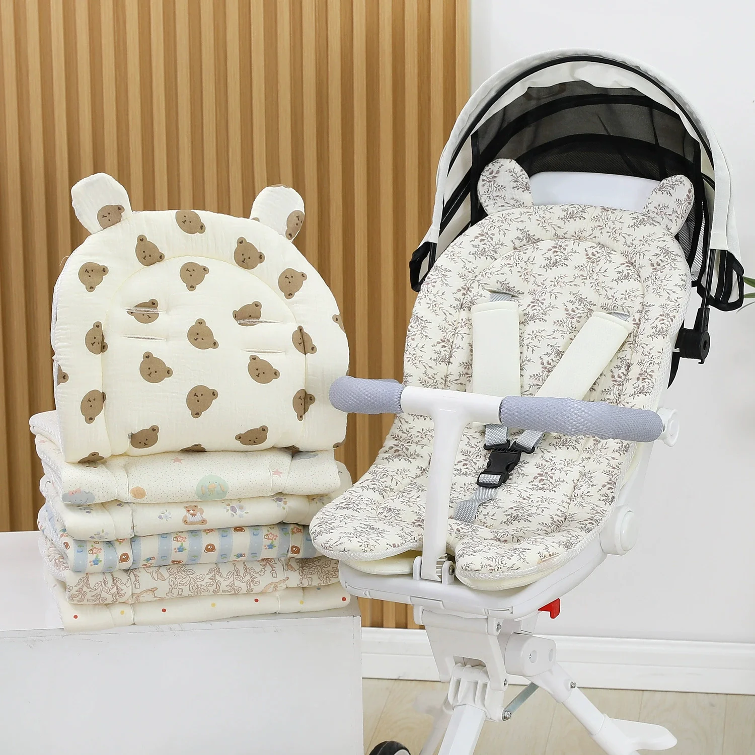 Cojín para cochecito de bebé acolchado suave reversible - imagen 2