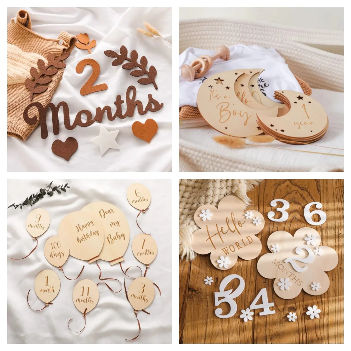 Tarjetas mensuales de madera para bebé recuerdo especial nacimiento - imagen 2