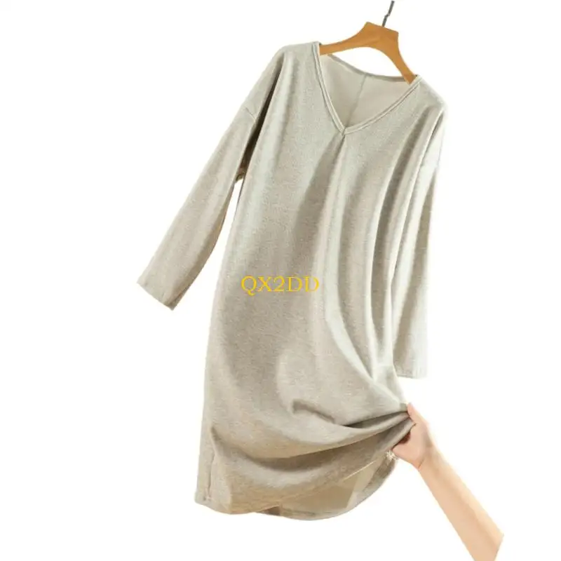 QX2D Vestido maternidad con acolchado, ropa dormir cálida para comodidad posparto, camisón térmico, ropa dormir - imagen 3