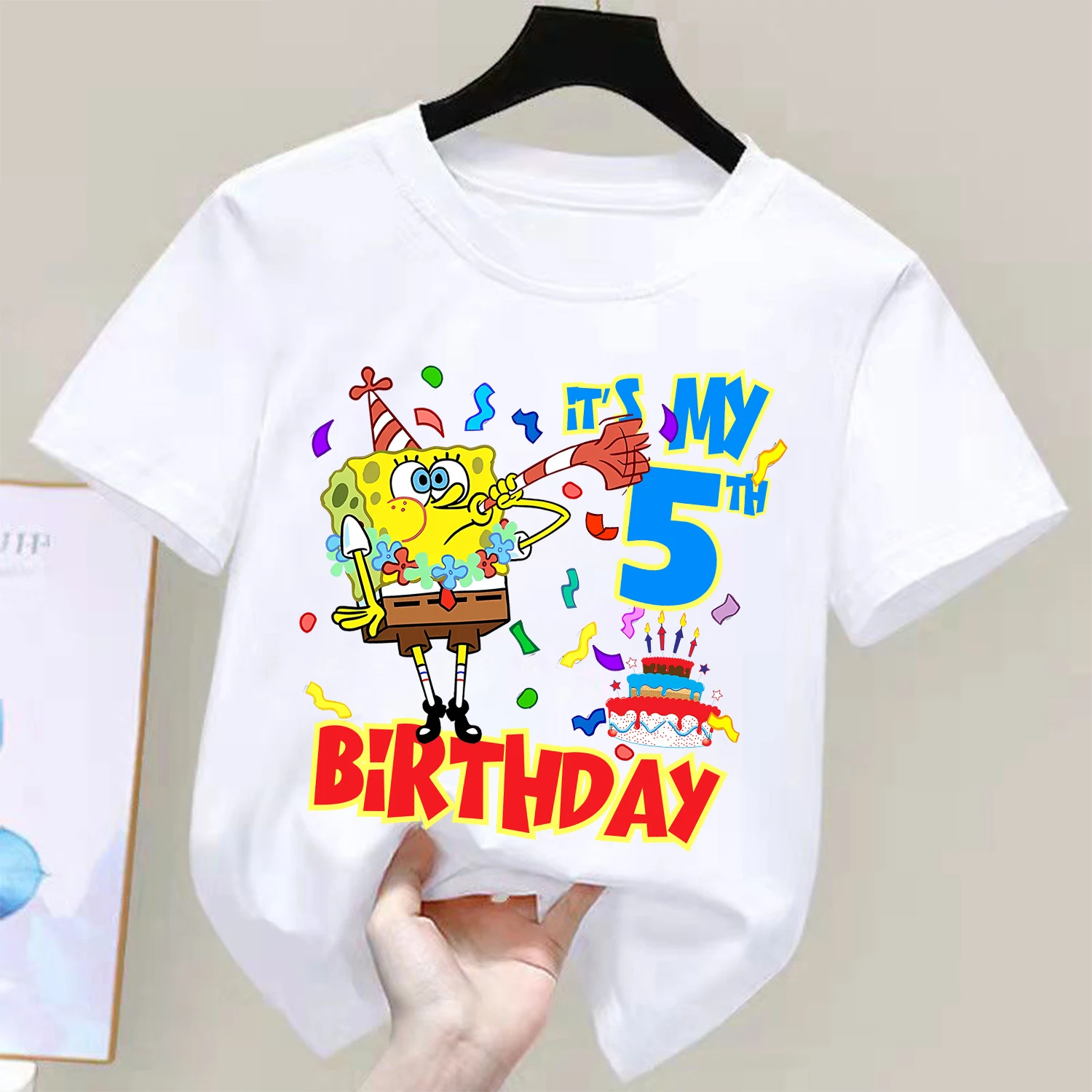 Camiseta manga corta Bob Esponja blanca para niño y niña - imagen 5