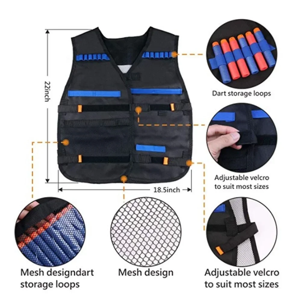 Kit de soporte de chaleco táctico para exteriores para niños, accesorios de armas de juego, juguetes para Nerf n-strike Elite Series, balas, regalos para niños, juguete - imagen 5