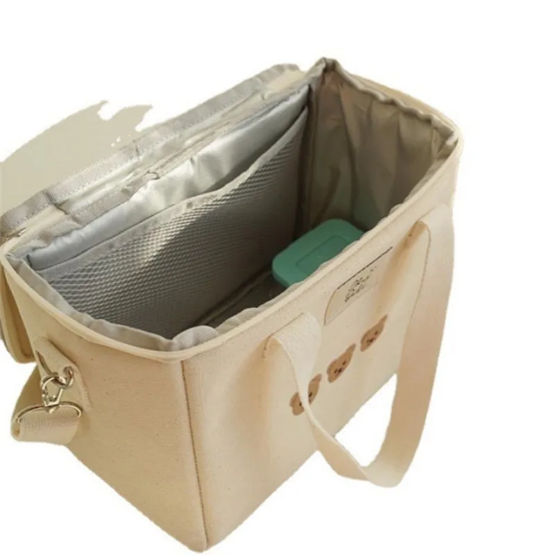 Bolsas de pañales de gran capacidad, bolsa de almacenamiento multifuncional para viajes al aire libre con bonito oso de dibujos animados para pañales, biberones, juguetes, pañales - imagen 4