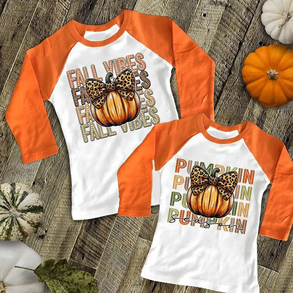 Camiseta raglán de calabaza para niños - Otoño y Acción de Gracias