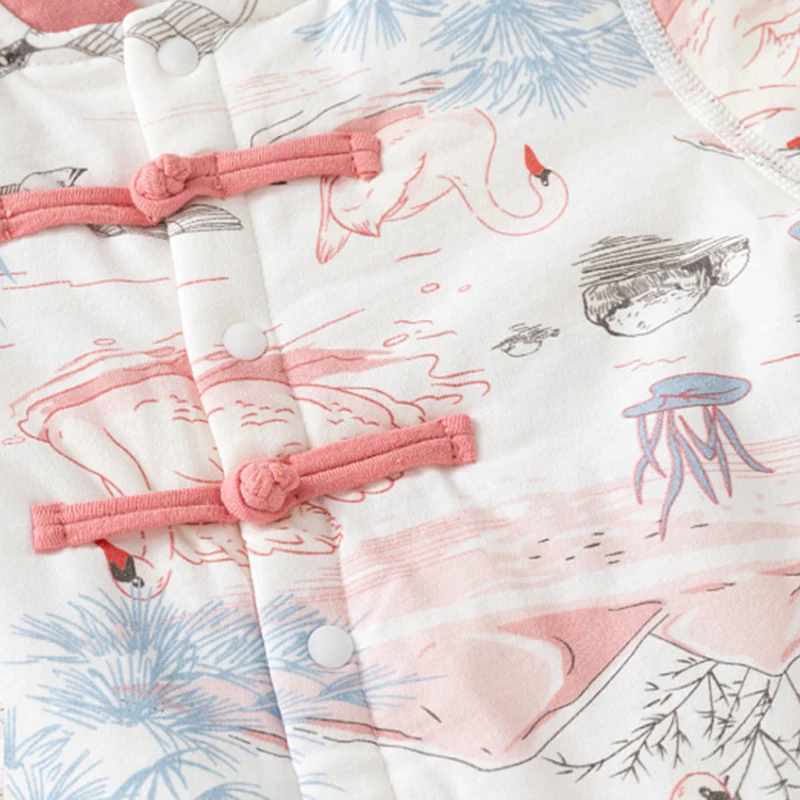 Ropa de otoño e invierno para recién nacidos, monos suaves y gruesos de algodón con dibujos animados de estilo chino, BC054 - imagen 4