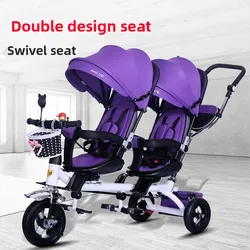 Triciclo doble para niños con diseño plegable y ruedas silenciosas