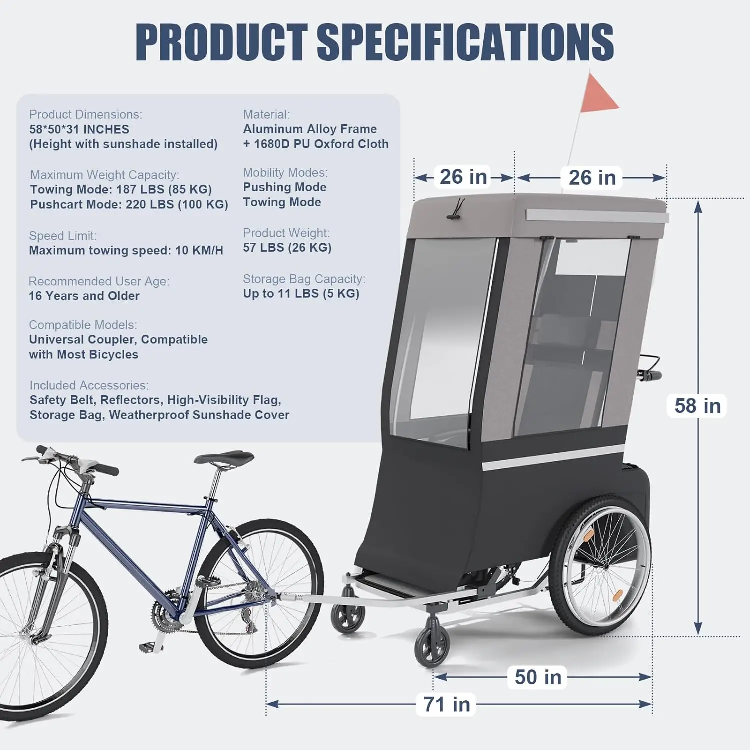 Remolque plegable para bicicleta infantil con asiento de seguridad - imagen 5