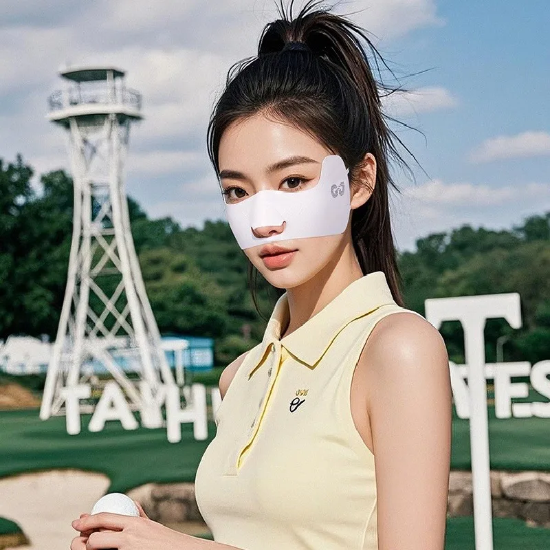 Máscara de protección solar de seda de hielo de verano de alta calidad para mujer, sombra UV para exteriores, máscara de Golf transpirable, media transpirable, oreja colgante para exteriores - imagen 2