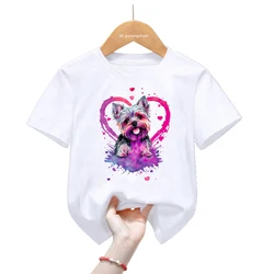 Camiseta manga corta Yorkshire estampado animales para niños