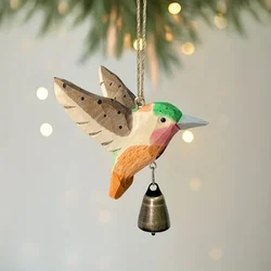 Colibrí de madera tallada a mano – Figura decorativa infantil