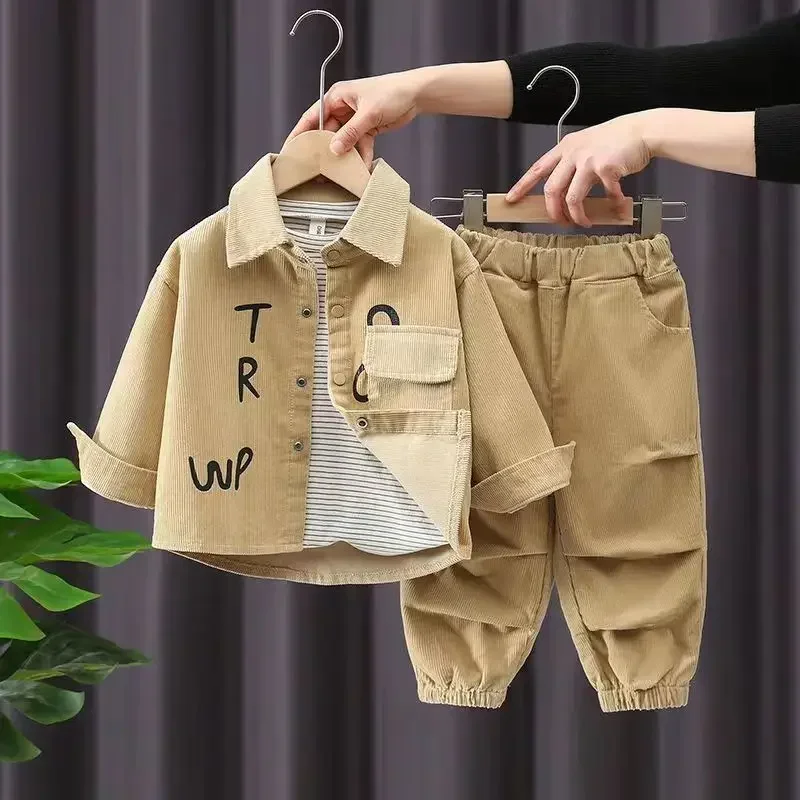 Conjunto de otoño para niño con letras – Manga larga y pantalón - imagen 2