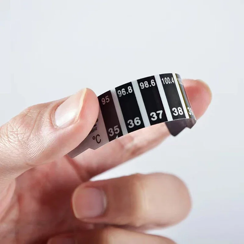 Termómetro de tira para cabeza y frente, pegatinas de plástico que cambian de Color para medir la temperatura corporal, pegatinas de prueba para el cuidado del bebé, 10/15/20 piezas - imagen 2