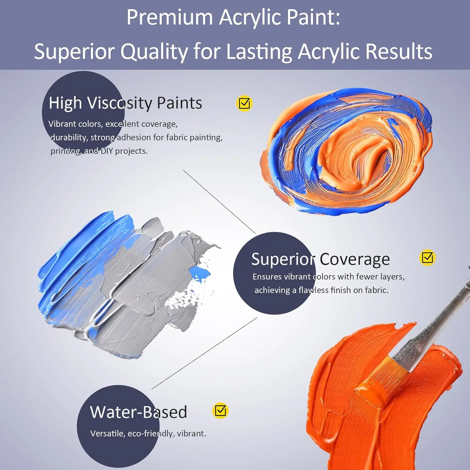 Juego de pintura acrílica para manualidades, 12/24 colores, 12ml con 6 pinceles y 1 paleta, kit de pintura acrílica para manualidades, kits de pintura para estudiantes - imagen 5