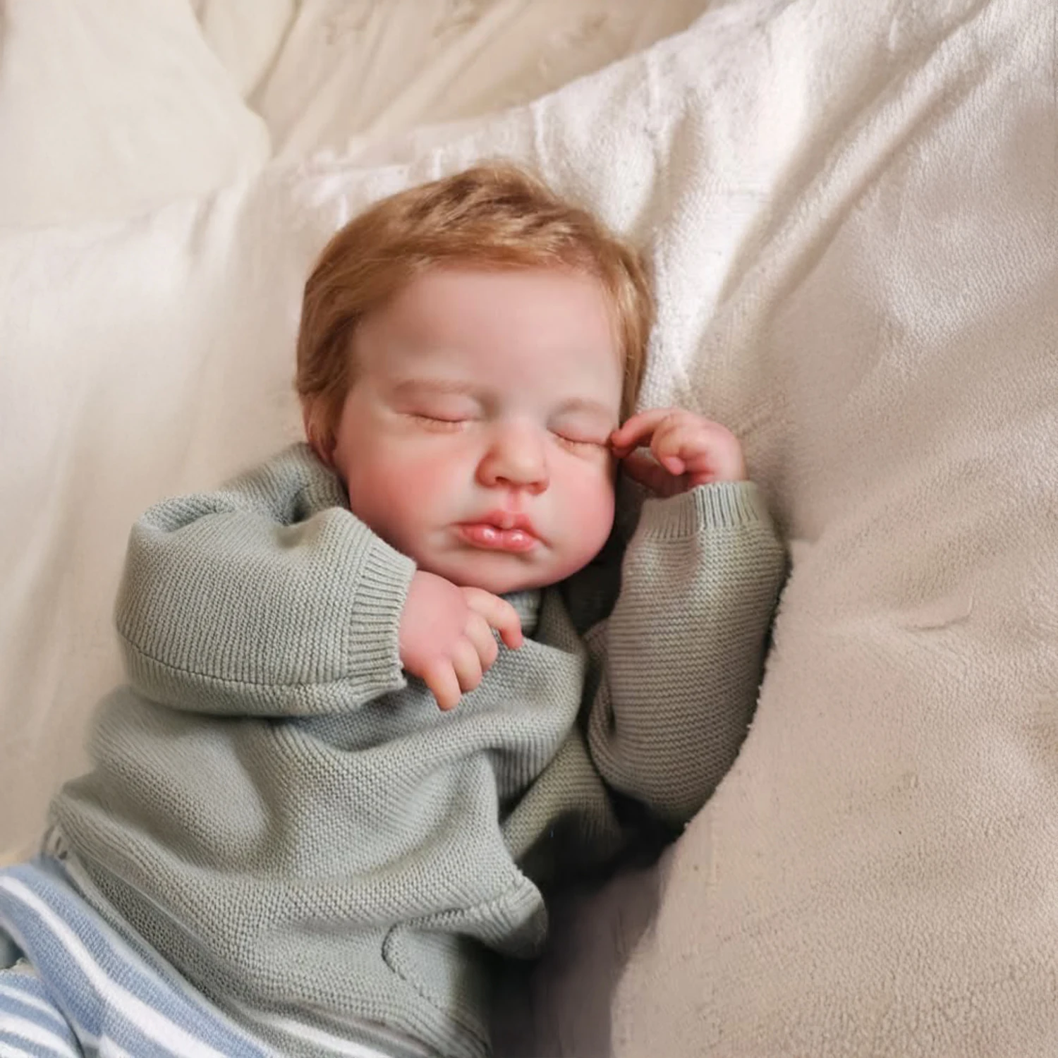 NPK19 ''piel 3D con venas visibles alta calidad hecha a mano Reborn Loulou Asleep cuerpo suave muñeca artística coleccionable realista - imagen 5