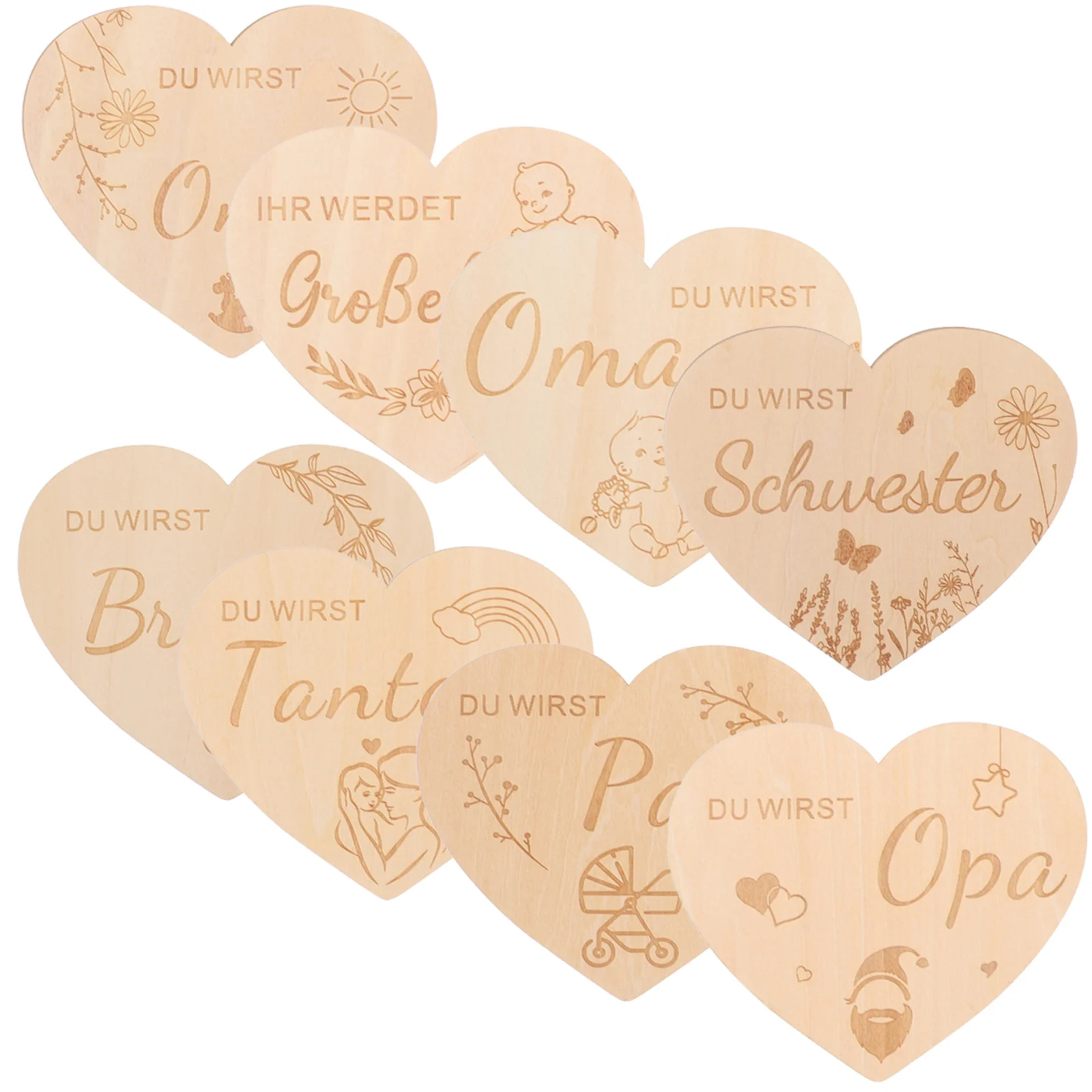 Juego de tarjetas de hito para bebé, Material de madera de primera calidad, portátil, ligero, seguro, registro de crecimiento mensual, hito para bebé, 1 Juego