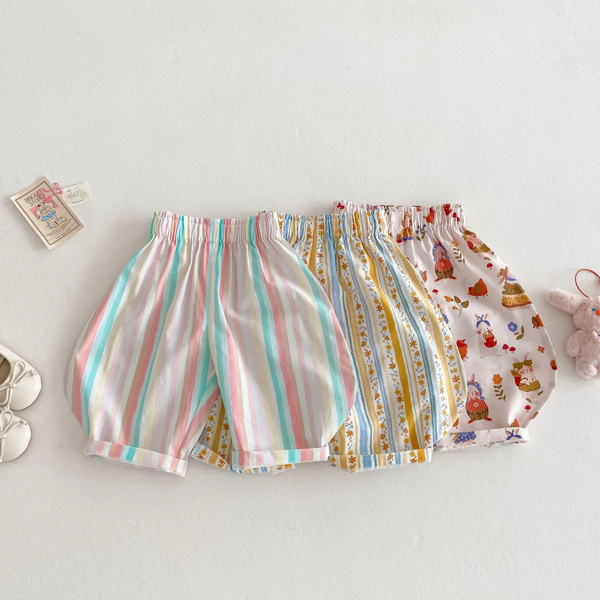 Pantalones finos de verano para niños, pantalones hasta el tobillo repelentes de mosquitos para niñas, pantalones casuales a rayas y florales para bebés y niños