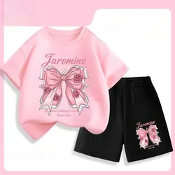 Conjunto niña verano – Camiseta con lazo y short infantil