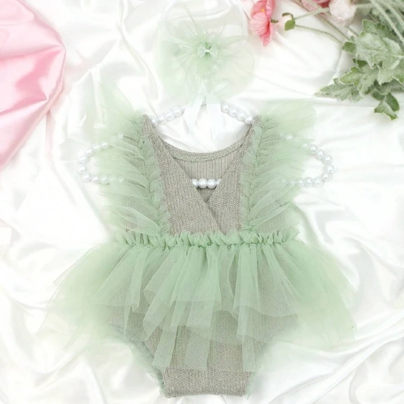 Vestido de tul con encaje para bebé princesa y diadema lazo - imagen 4