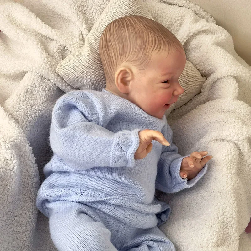 NPK 19 ''piel 3D de alta cantidad con venas visibles igual que la foto Reborn Charlie Smile Face muñeca bebé realista de tacto suave