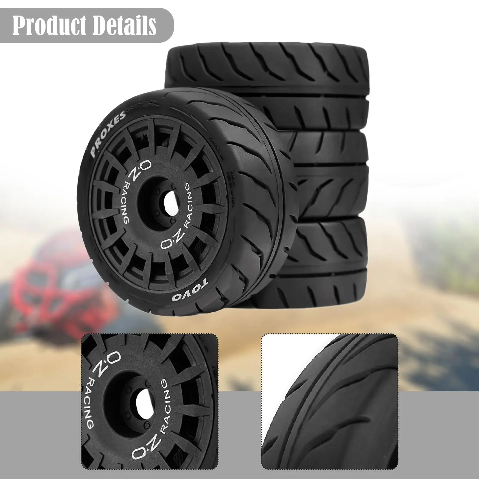 4 Piezas Neumáticos Compatible Actualización Fácil Instalación Modificación Profesional Versátil 3 de Diámetro Robusto para 1:10 TT01 - imagen 5