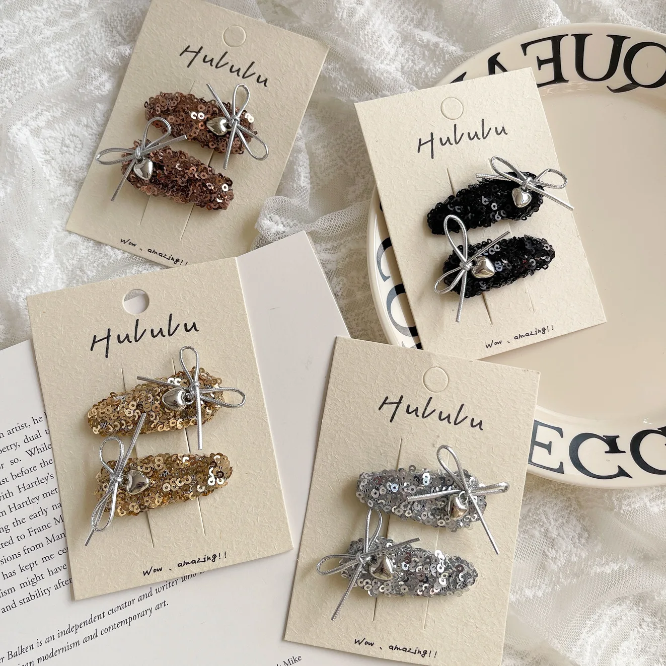 2 uds. Clip para el cabello con forma de gota de agua brillante, lazo con temperamento, Clip de corazón de amor, flequillo para chica dulce y fresca, Clip LATERAL, Accesorios para peinados - imagen 4