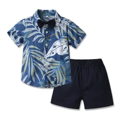 Conjunto para niño camisetas y shorts estampado floral de algodón