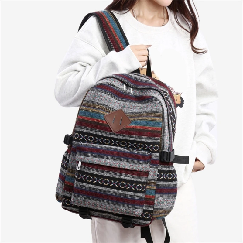 Prácticas mochilas de lona, mochila para ordenador portátil, bolso escolar étnico grande para uso diario, ofertas de durabilidad y comodidad - imagen 4