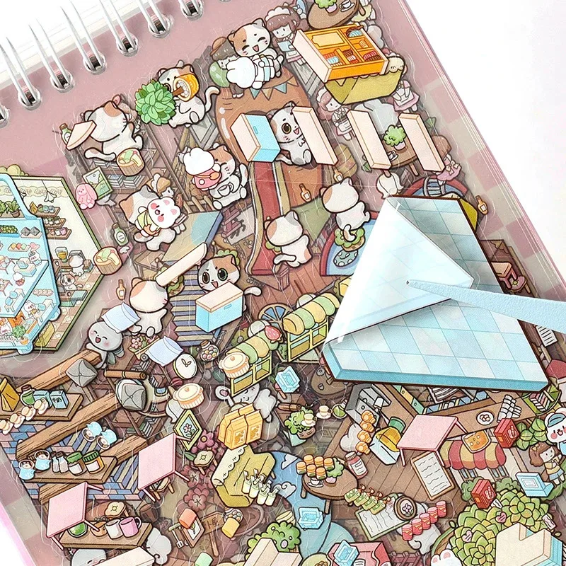 Libro de pegatinas de dibujos animados DIY, serie Sims, pegatina de escena estereoscópica 3D, libro de regalo para niños, pegatinas de papelería Kawaii - imagen 5