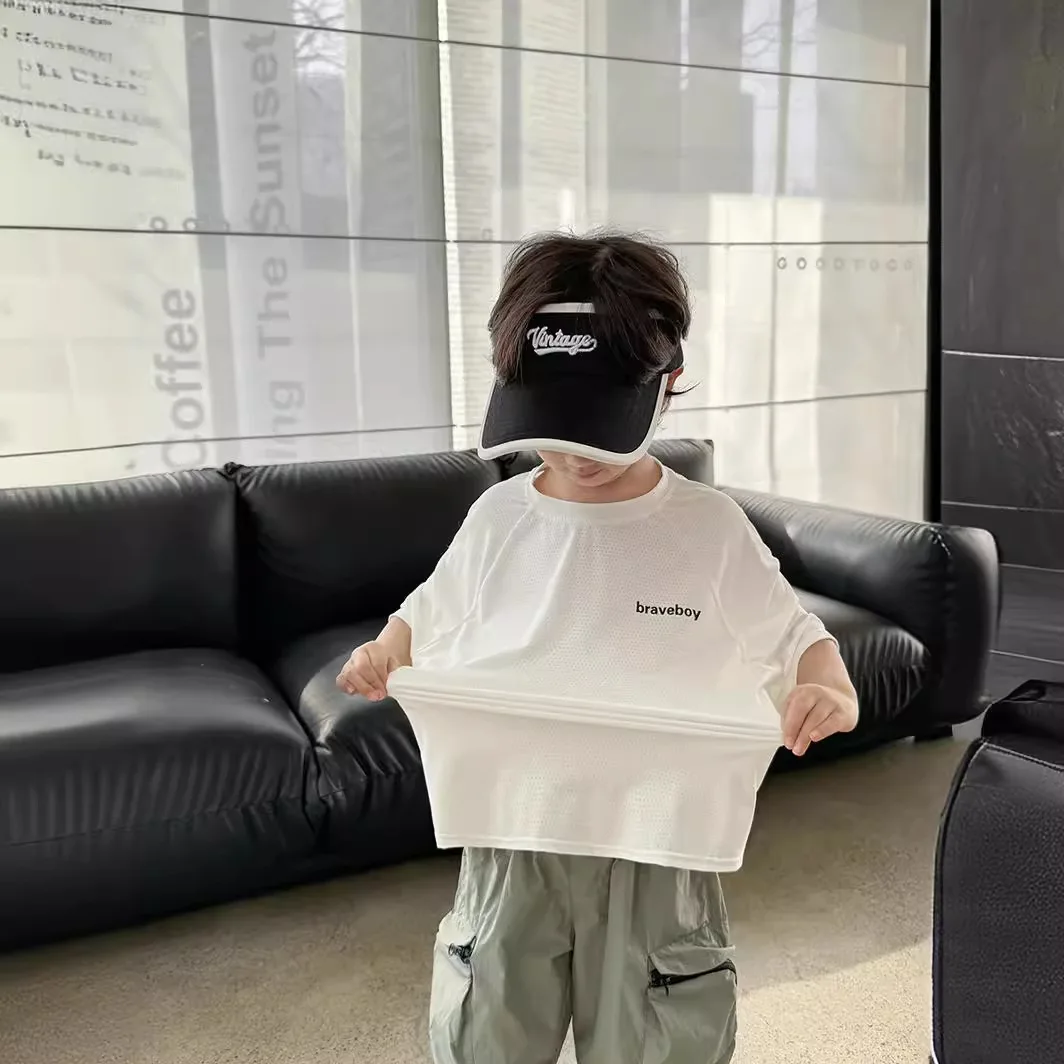 Camisetas refrescantes de secado rápido para niños, ropa deportiva atlética transpirable con orificios de ventilación, camisetas cómodas y modernas respetuosas con la piel para niños - imagen 2