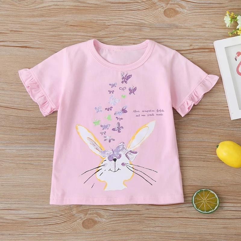Camiseta manga corta niña algodón con volantes y margaritas verano - imagen 2
