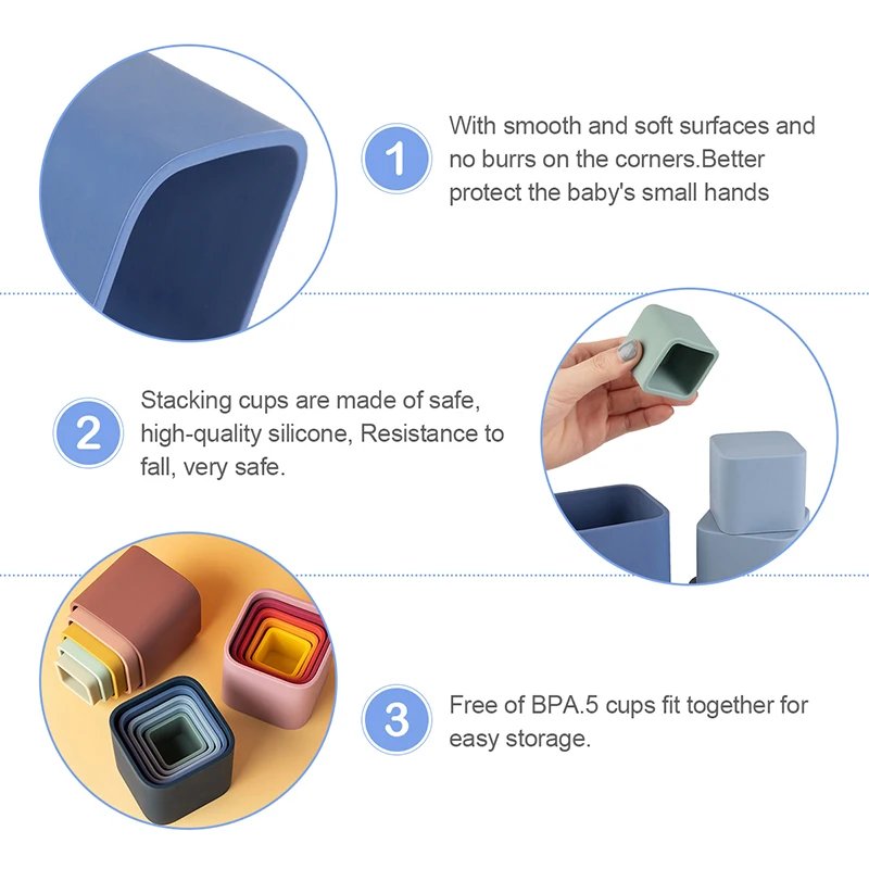 Bloques apilables de silicona para bebé – Juguete educativo de baño - imagen 5