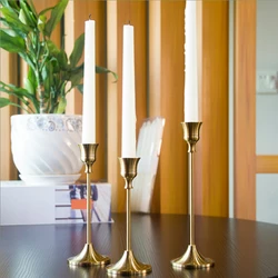 Kit de candelabros de latón dorado, juego de candelabros decorativos para mesa de boda, soporte para fiesta y comedor