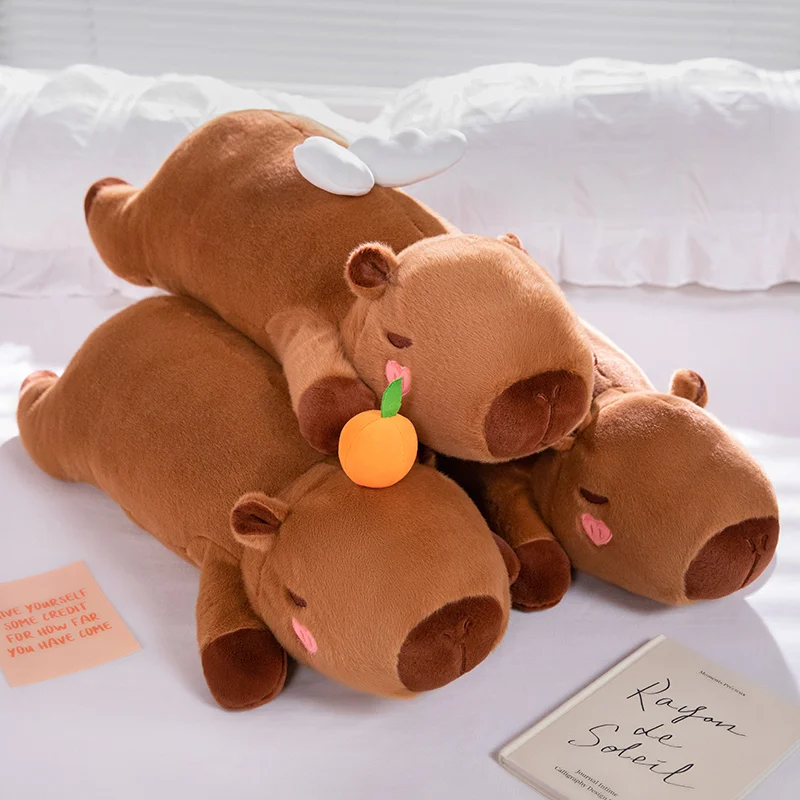 Peluche capibara kawaii – Cojín largo de felpa para bebés - imagen 3