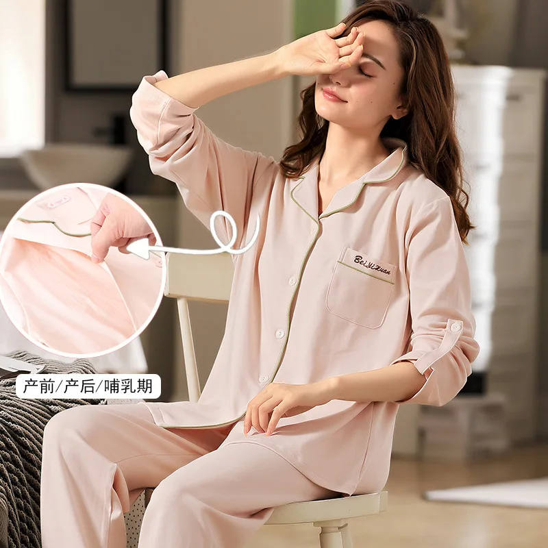 Conjunto de premamá de algodón puro con cuello camisero - imagen 2
