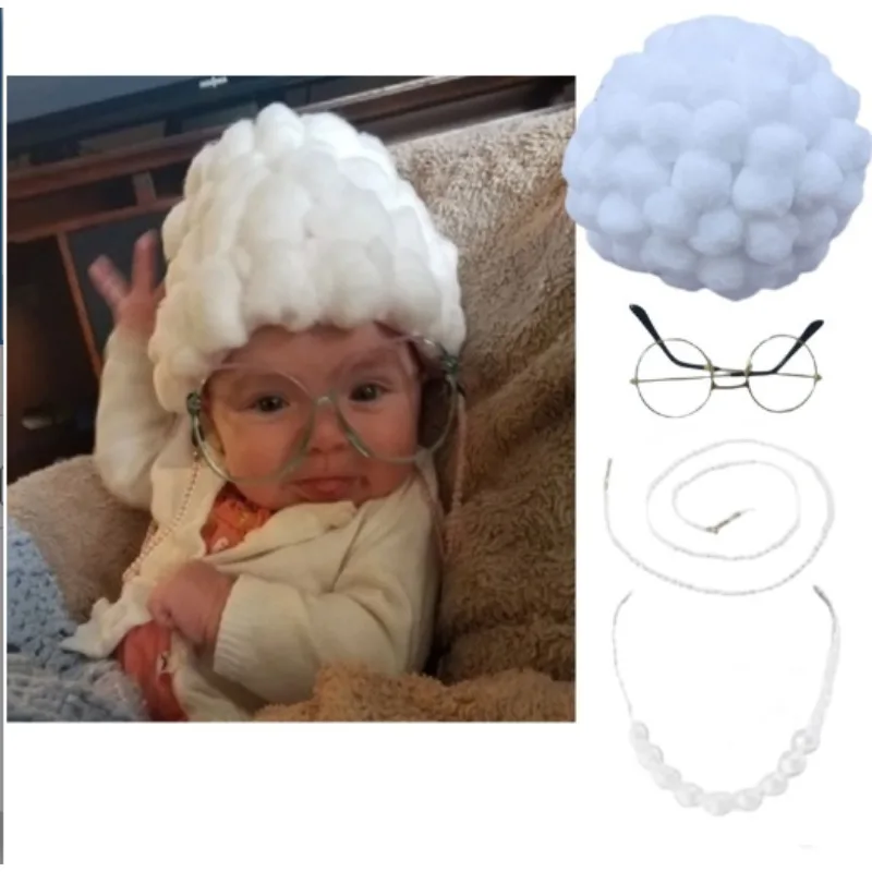 Disfraz abuelita neonatal con sombrero y collar - imagen 3