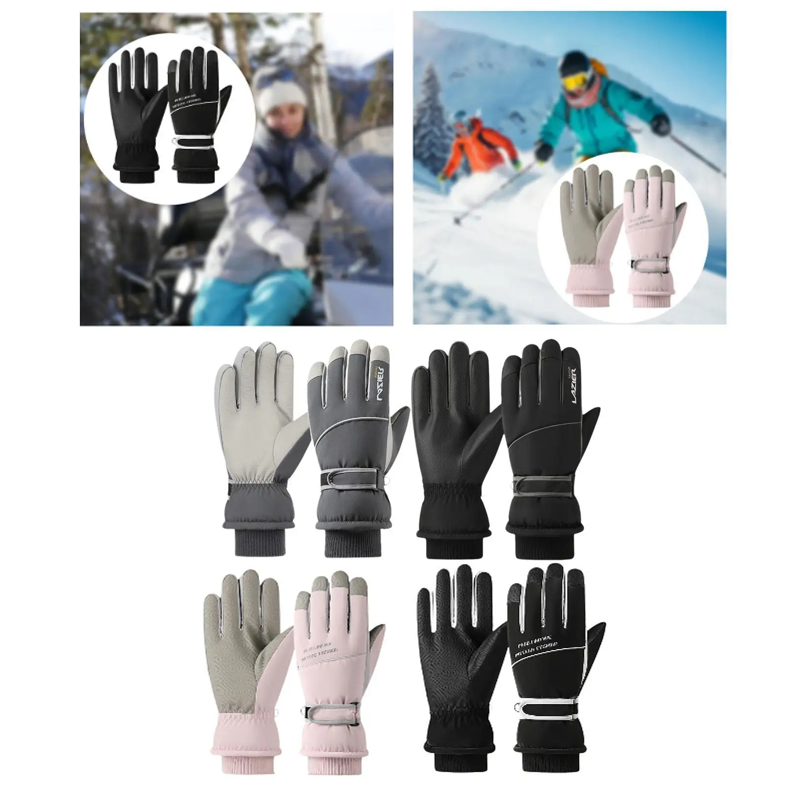 Guantes cálidos de invierno para hombre, guantes antideslizantes para bicicleta con pantalla táctil, guantes de esquí para snowboard, deportes al aire libre, ciclismo, deportes de invierno