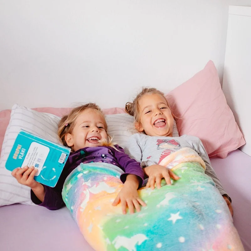 Manta de cola de sirena para niños que brilla en la oscuridad, regalo de unicornio y sirena para niñas, manta de lana de Franela suave para niños pequeños, diseño de arco iris - imagen 2