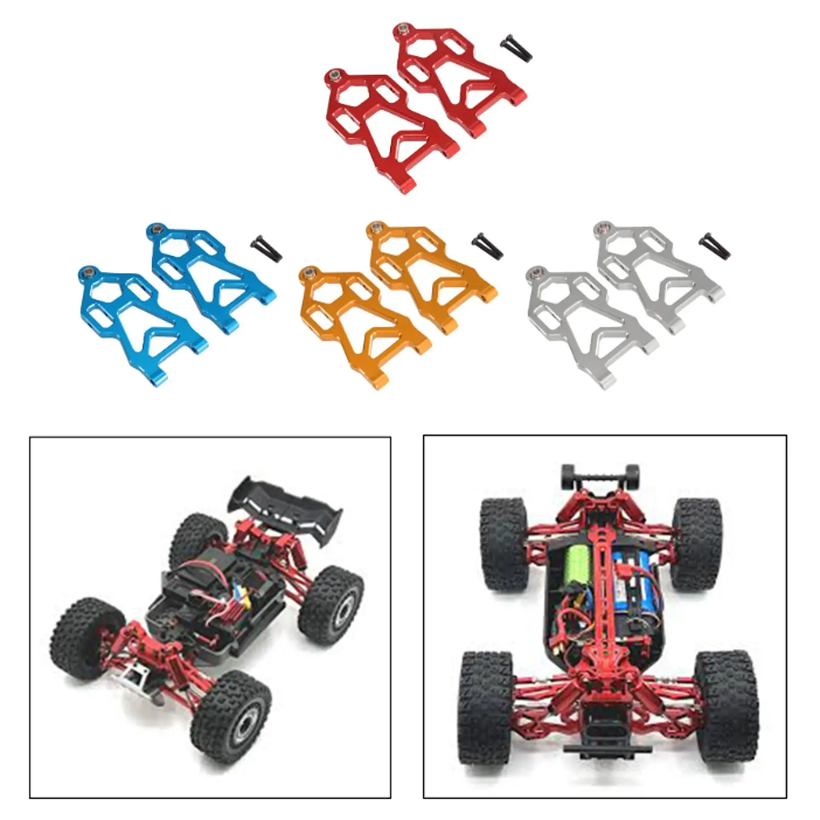 Front Lower Arms Aluminum Alloy Suspensions Arms Replacement 1/16 RC Accessories Strong Sturdy for Suchiyu 16102 16104 16101