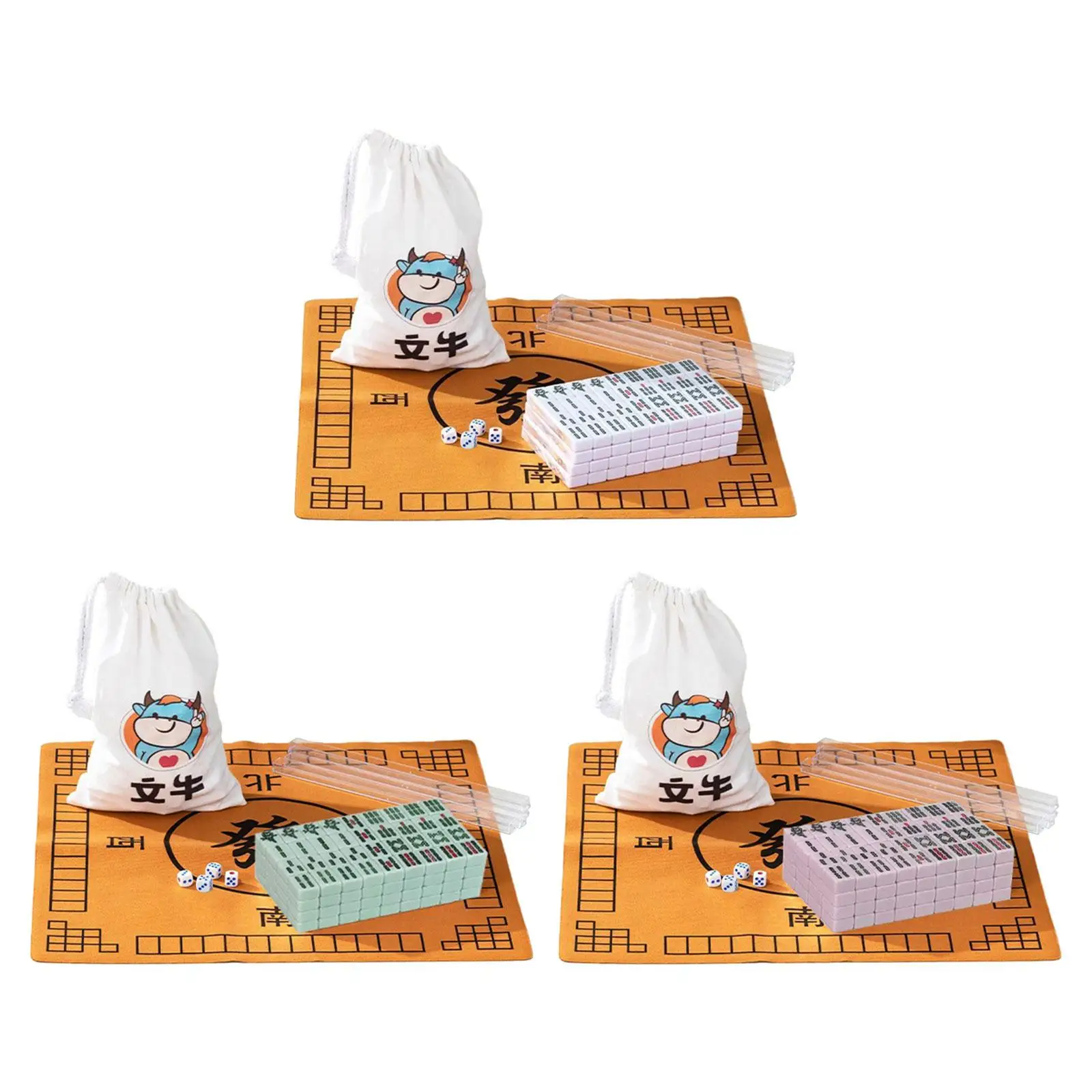 Travel Mini Mahjong Set with Carring Bag Tiles Game Lightweight Table Game 144 Tiles for Chinese New Year Travel Holiday Home