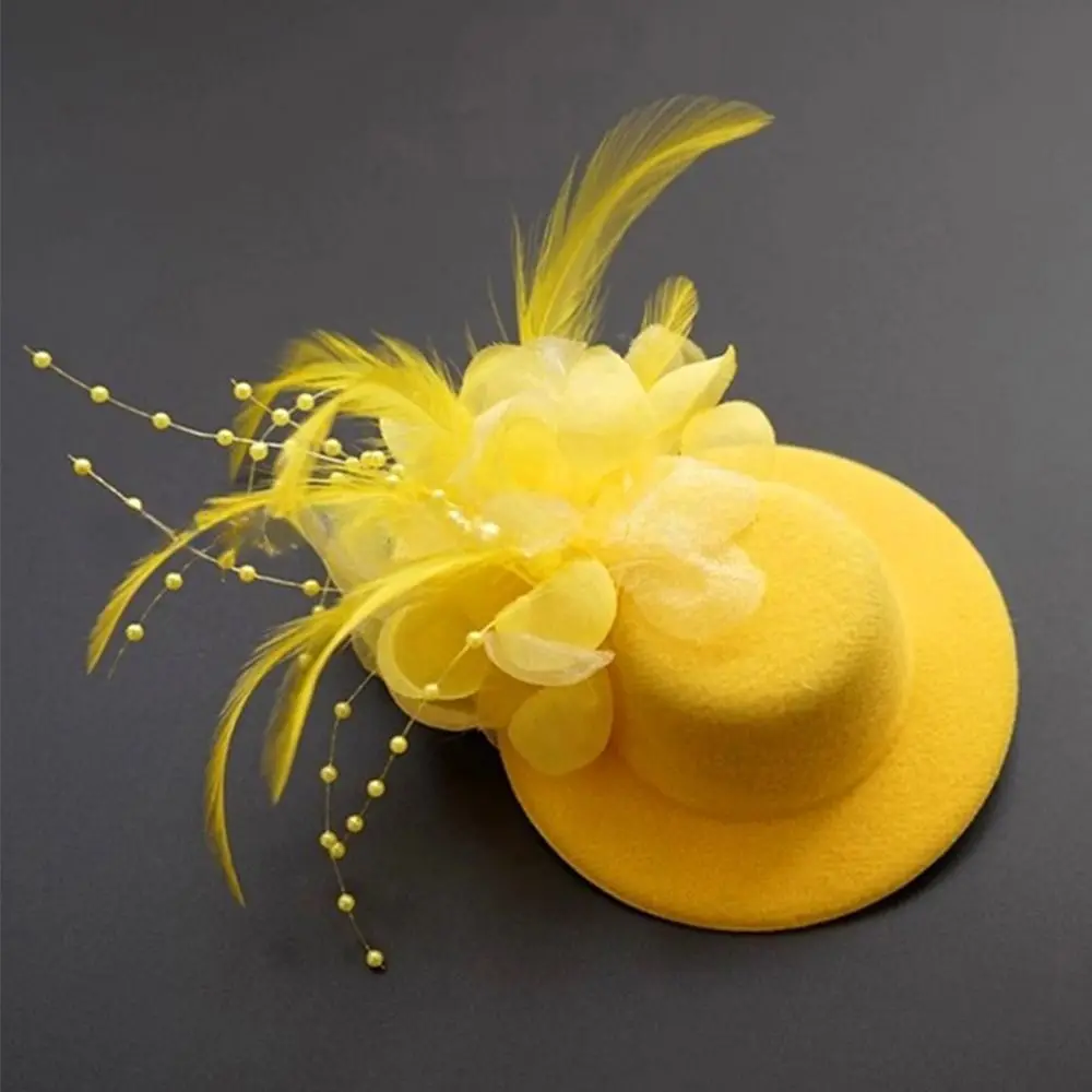 Sombrero pillbox infantil con flores y plumas, para fiestas - imagen 4
