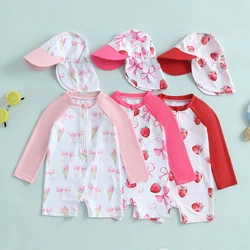 Bañador UV Tregren manga larga con gorro fresa para niños