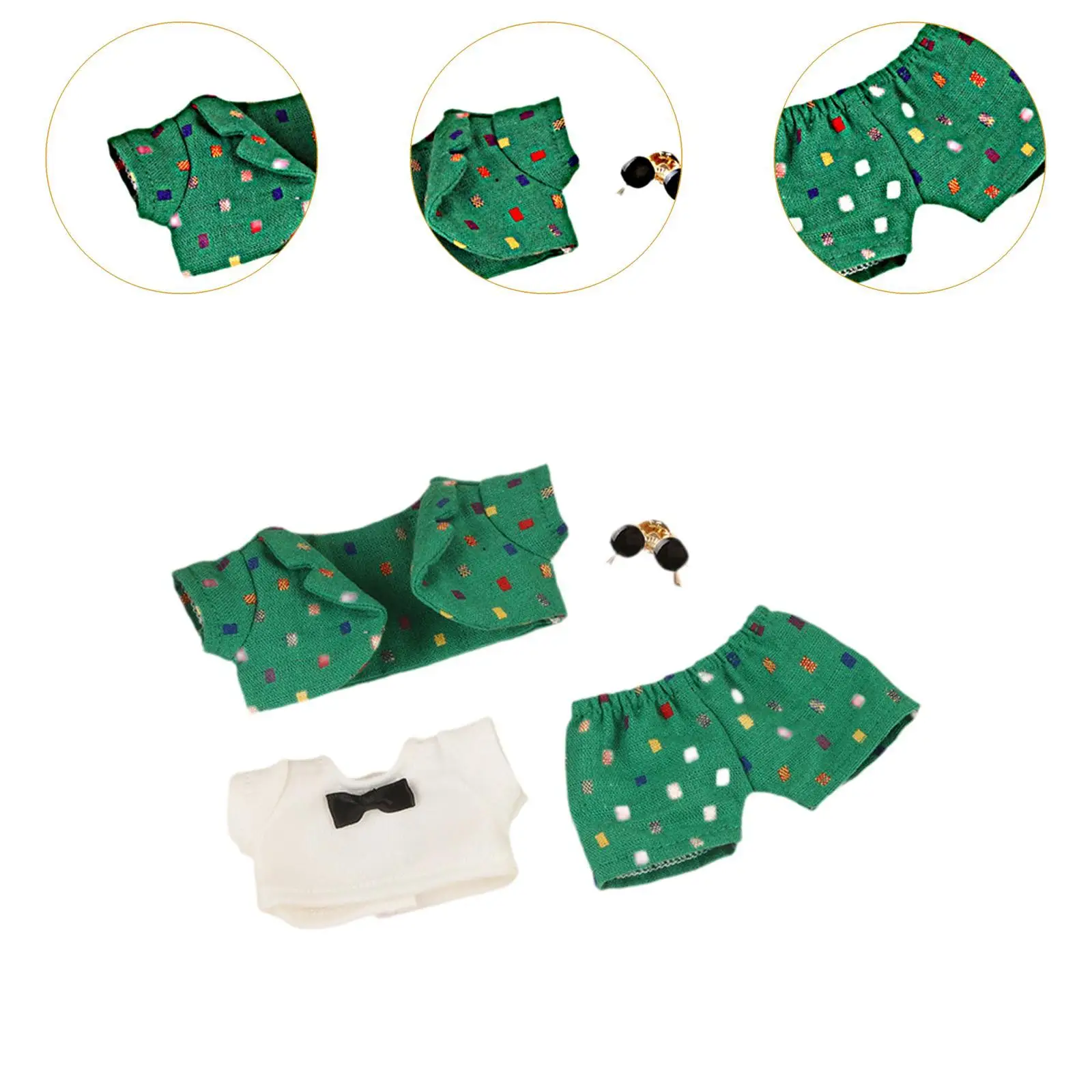 17cm Doll Clothes Set Includes Overcoat, White Tshirt, Pants, Glasses Cute and Fashion for 15cm and 17cm Dolls Accessories