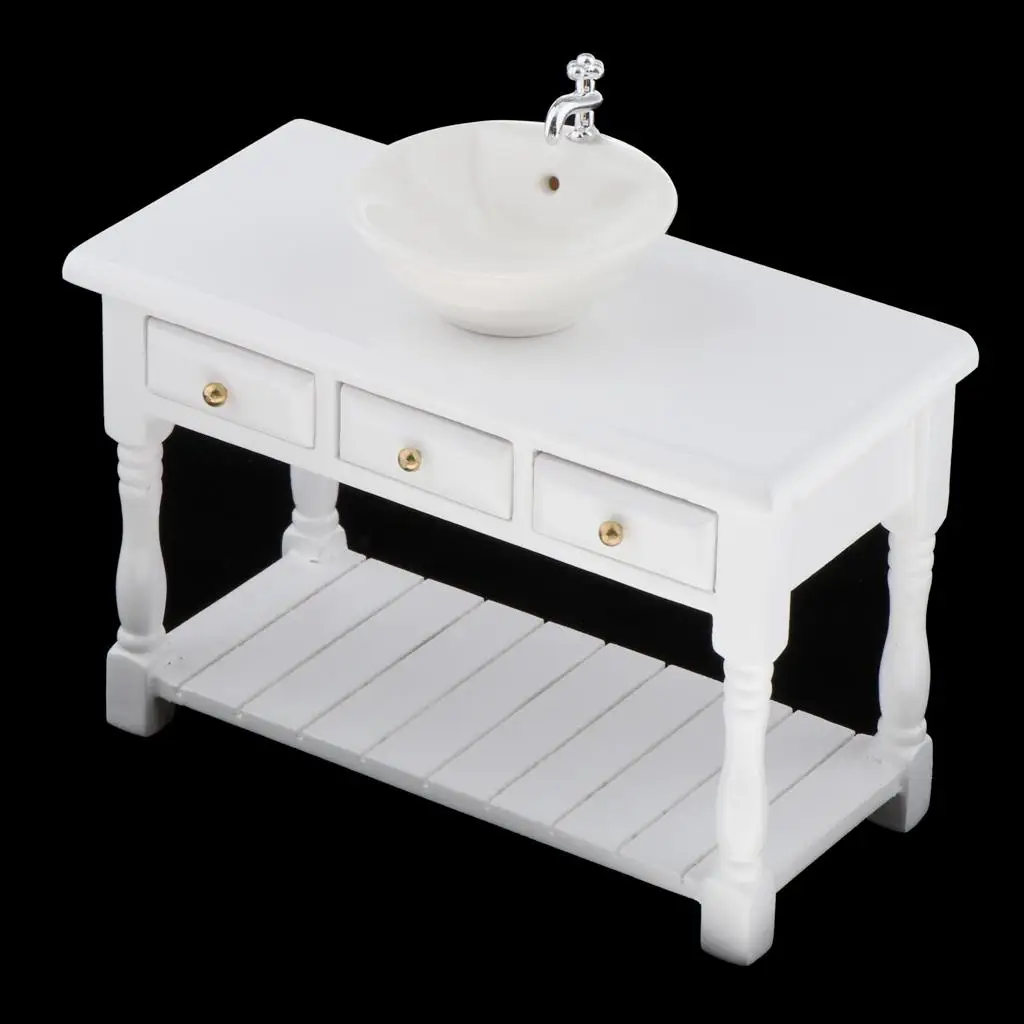 Juego de lavabo redondo en miniatura para casa de muñecas - imagen 2