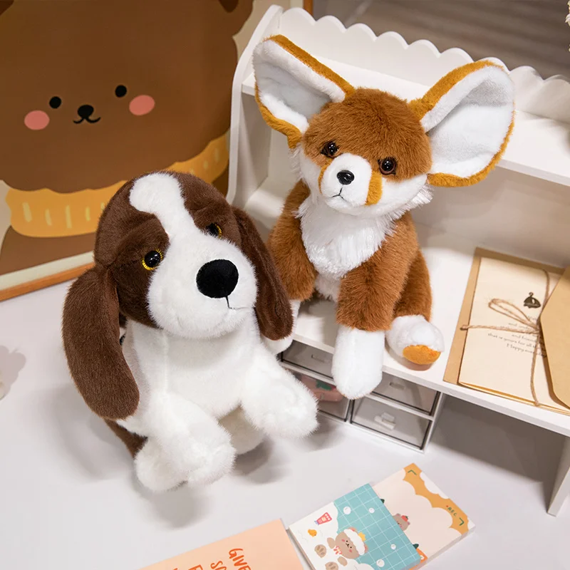 Fennec Fox juguetes de peluche de simulación, lindo BASSET HOUND, juguetes de animales suaves para regalos de Navidad, 25 CM, 28CM