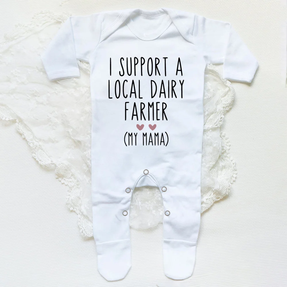 Ropa de dormir divertida para amamantar, traje de dormir infantil, apoyo A un granjero lechero Local, regalo para Baby Shower, ropa de casa para bebé - imagen 3
