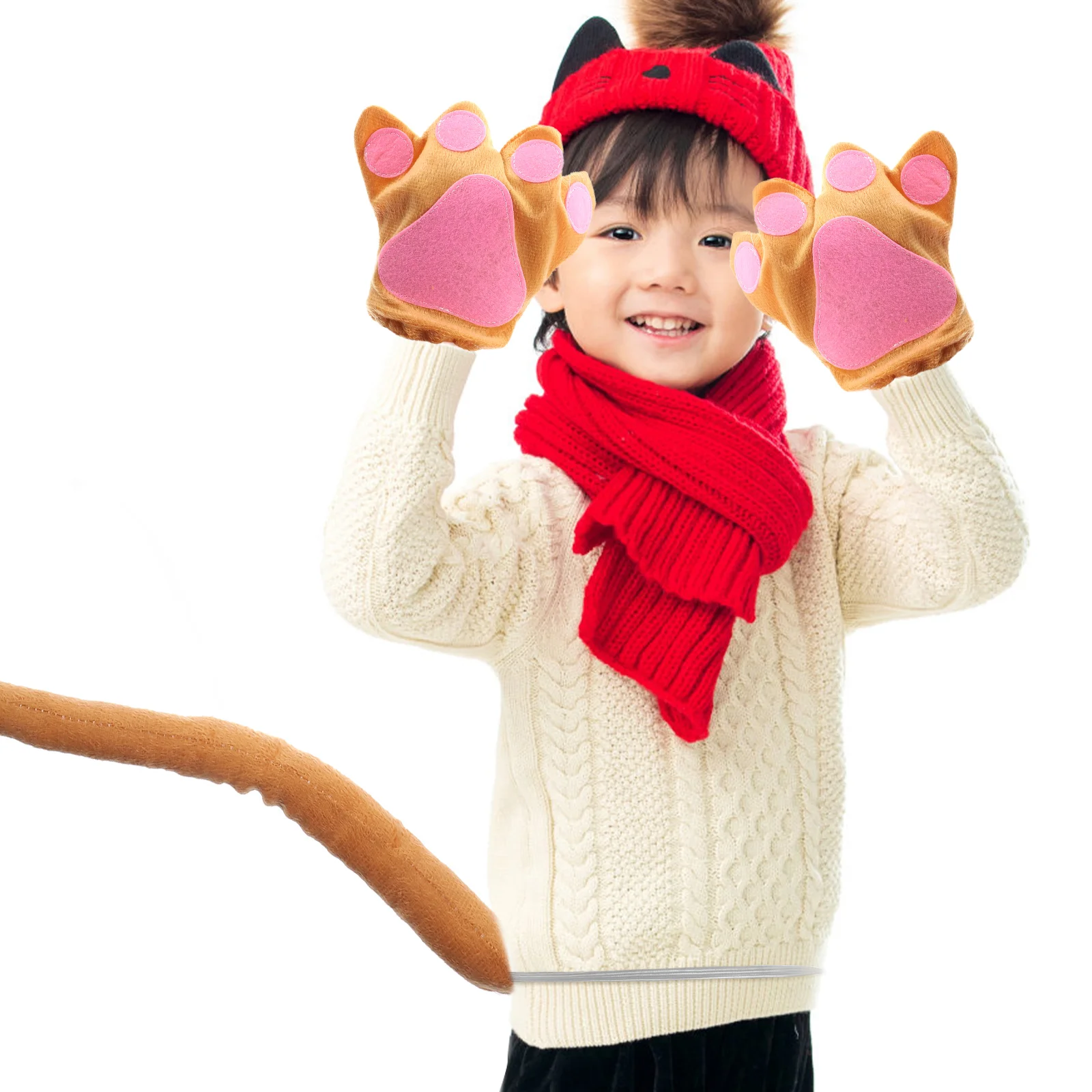 Orejas mono tocado accesorios de disfraz guantes Pp diadema de algodón con cola niño - imagen 2