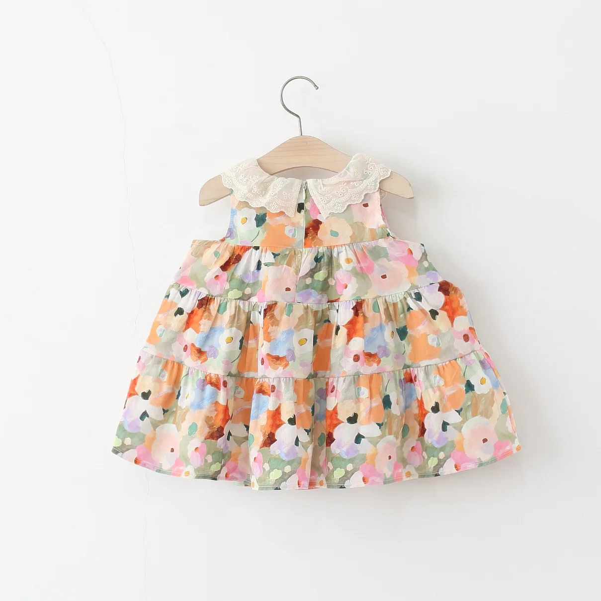 Ropa de verano para niñas pequeñas, 2 piezas, moda coreana, bonito cuello de muñeca, sin mangas, estampado, vestidos de princesa para bebés + bolsa, vestido para niños B034 - imagen 3