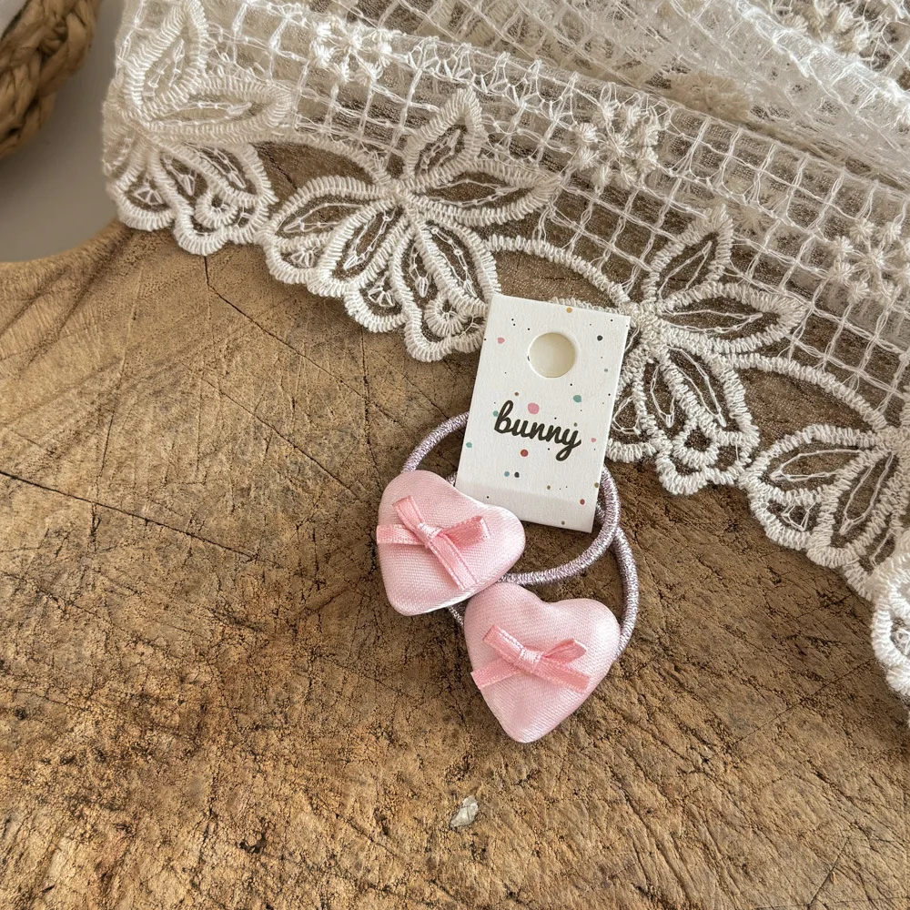 Clip BB de corazón de amor satinado para niñas pequeñas, pinzas para el cabello con forma de corazón de melocotón, diademas, cuerdas para el cabello de bebé, bandas de goma, sombreros para niños - imagen 4